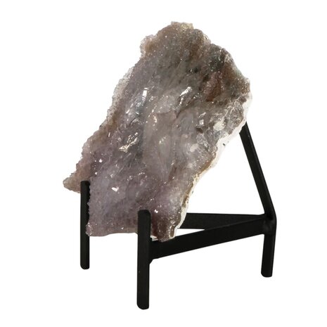 Amethist bloem met prasioliet cluster op standaard 14,5 x 13 x 1 cm | 515 gram