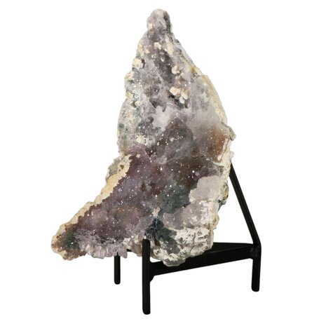 Amethist bloem met prasioliet cluster op standaard 19 x 14,5 x 2 cm | 1011 gram Amethist bloem met prasioliet cluster op standaard 19 x 14,5 x 2 cm | 1011 gram