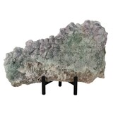 Amethist  bloem met prasioliet cluster op standaard 26 x 16,5 x 4,5 cm | 1610 gram