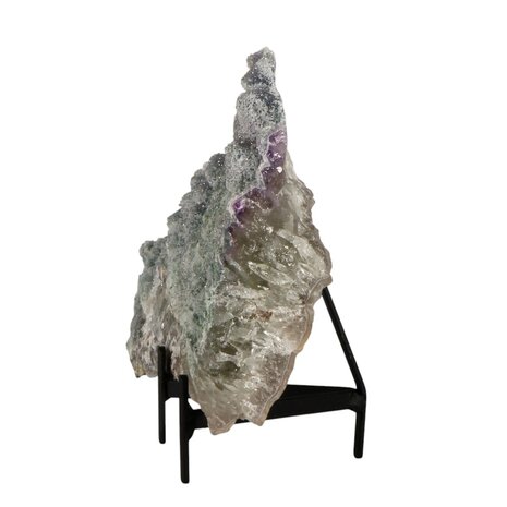 Amethist  bloem met prasioliet cluster op standaard 26 x 16,5 x 4,5 cm | 1610 gram