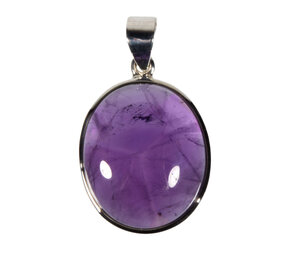 Zilveren hanger amethist | ovaal 2,4 x 2,1 cm Zilveren hanger amethist | ovaal 2,4 x 2,1 cm