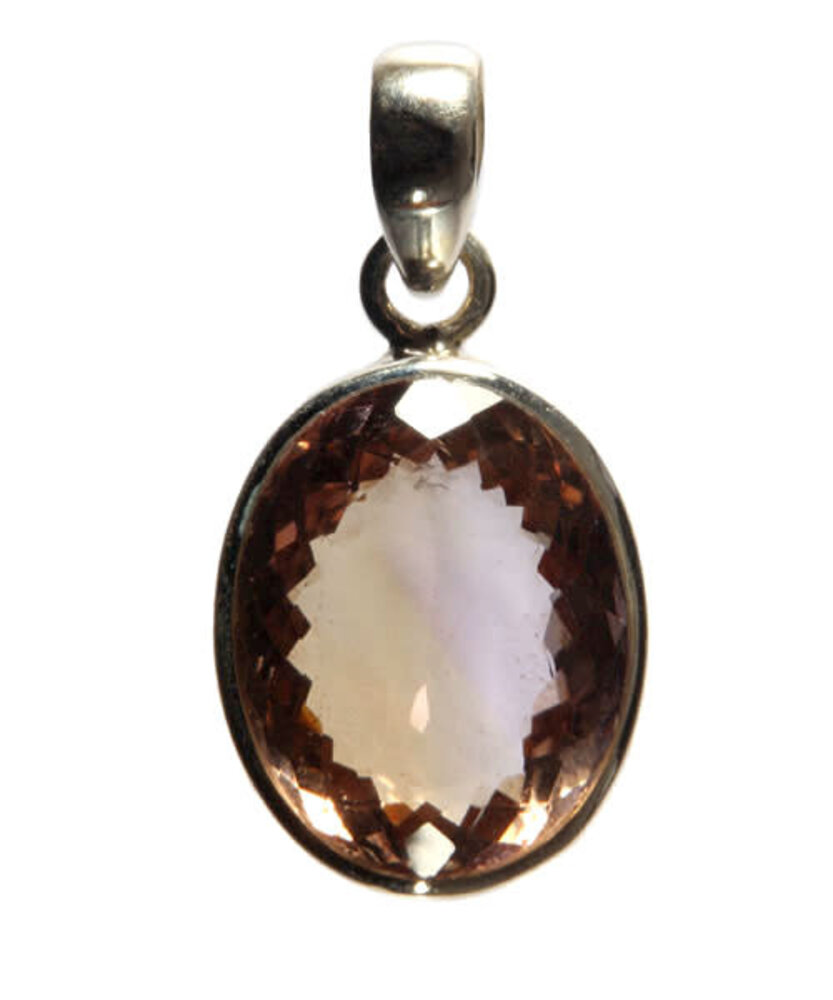 Zilveren hanger ametrien ovaal facet 2 x 1,6 cm Zilveren hanger ametrien ovaal facet 2 x 1,6 cm