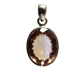 Zilveren hanger ametrien ovaal facet 2 x 1,6 cm Zilveren hanger ametrien ovaal facet 2 x 1,6 cm