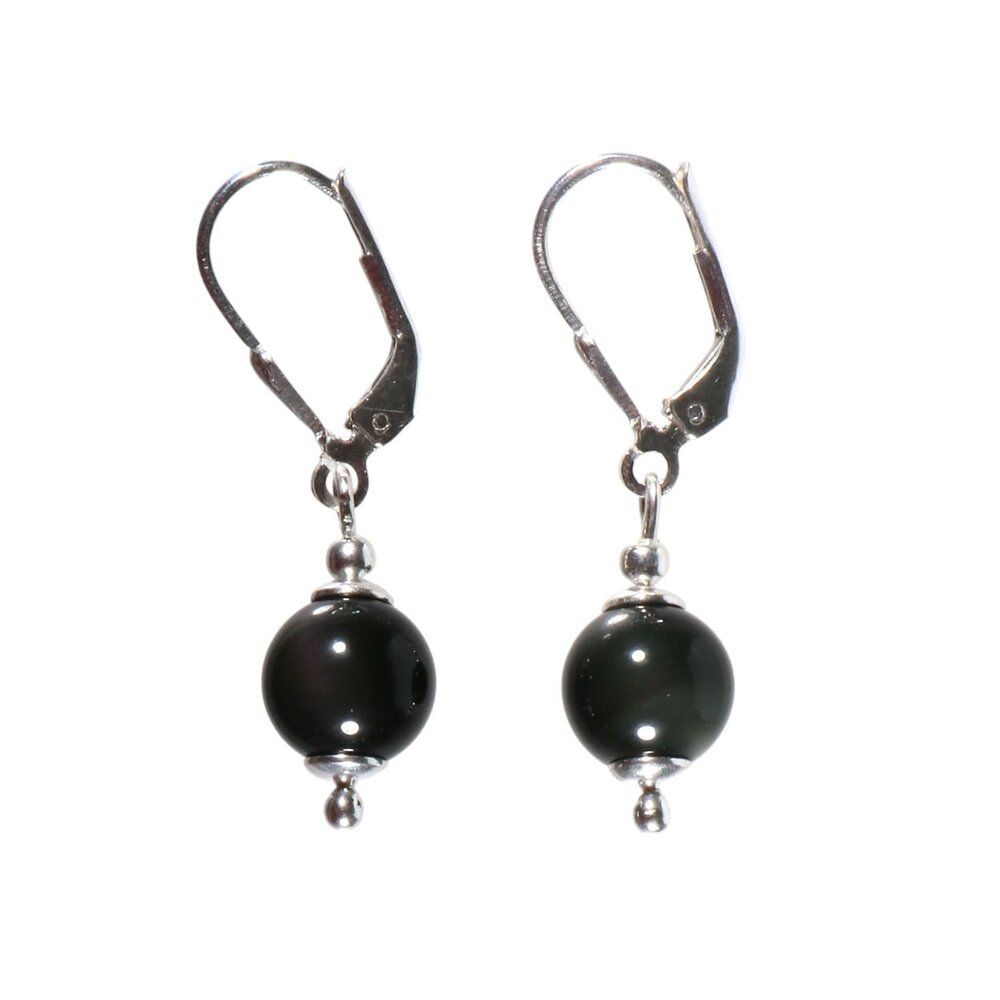 Zilveren oorbellen obsidiaan (regenboog) rond 8 mm Zilveren oorbellen obsidiaan (regenboog) rond 8 mm