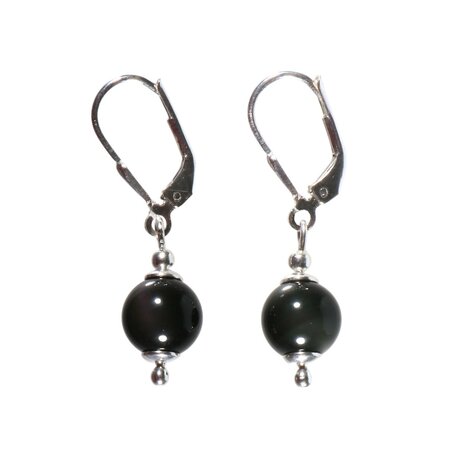 Zilveren oorbellen obsidiaan (regenboog) rond 8 mm Zilveren oorbellen obsidiaan (regenboog) rond 8 mm