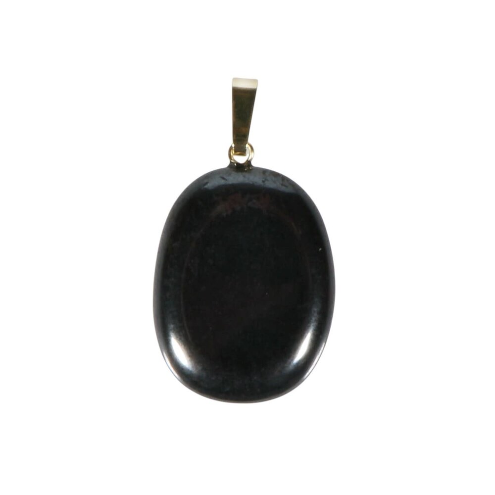 Hematiet hanger ovaal met 14k gouden oogje