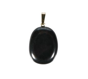 Hematiet hanger ovaal met 14k gouden oogje Hematiet hanger ovaal met 14k gouden oogje