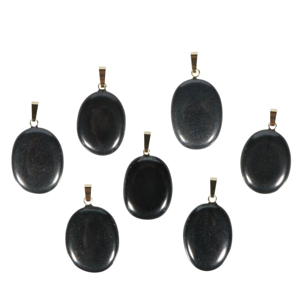 Hematiet hanger ovaal met 14k gouden oogje