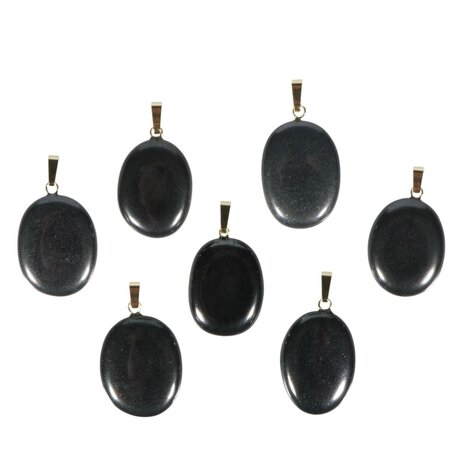 Hematiet hanger ovaal met 14k gouden oogje