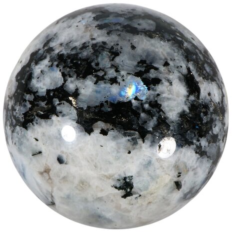 Maansteen (regenboog) met toermalijn bol 110 mm | 1843 gram