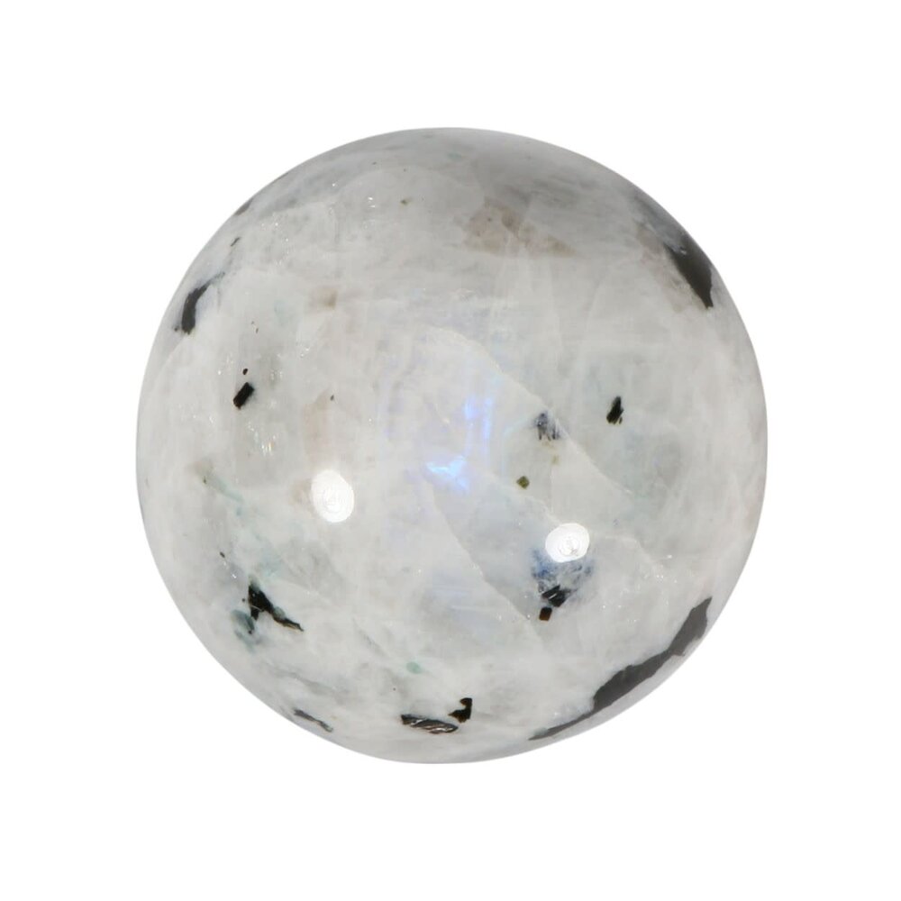 Maansteen (regenboog) met toermalijn bol 60 - 65 mm