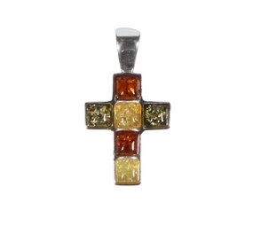 Zilveren hanger barnsteen | kruisje 3 kleuren Zilveren hanger barnsteen | kruisje 3 kleuren