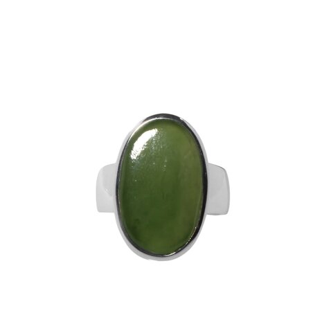 Zilveren ring jade maat 18 | ovaal 2 x 1,3 cm Zilveren ring jade maat 18 | ovaal 2 x 1,3 cm