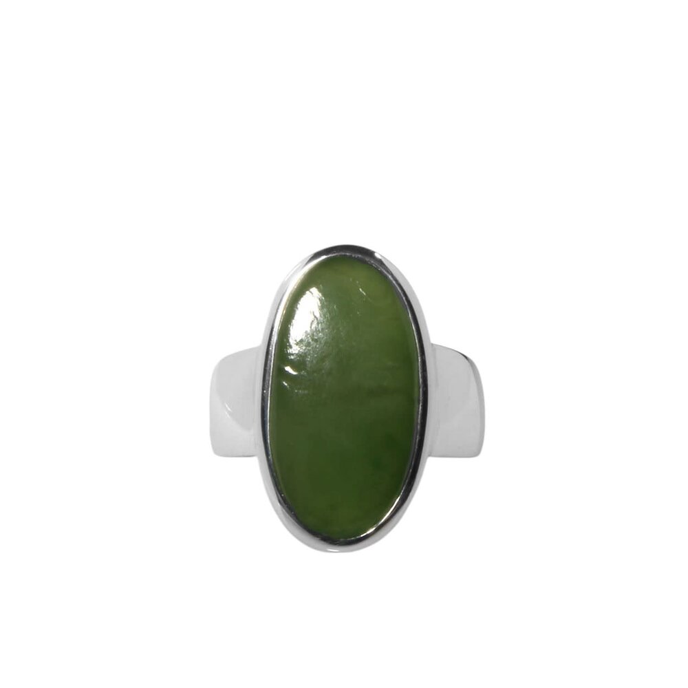 Zilveren ring jade maat 17 1/2 | ovaal 2 x 1,1 cm Zilveren ring jade maat 17 1/2 | ovaal 2 x 1,1 cm