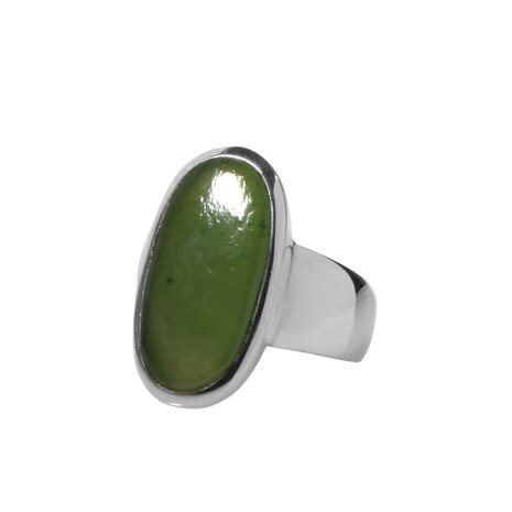 Zilveren ring jade maat 16 1/2 | ovaal 1,8 x 1 cm Zilveren ring jade maat 16 1/2 | ovaal 1,8 x 1 cm