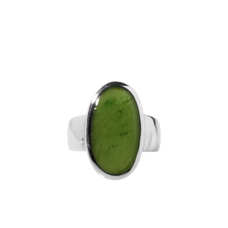 Zilveren ring jade maat 17 1/2 | ovaal 1,9 x 1 cm Zilveren ring jade maat 17 1/2 | ovaal 1,9 x 1 cm