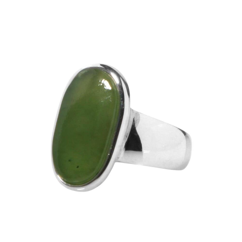 Zilveren ring jade maat 19 | ovaal 1,9 x 1 cm Zilveren ring jade maat 19 | ovaal 1,9 x 1 cm