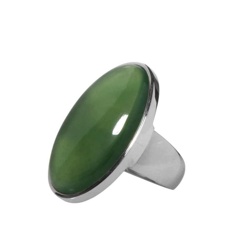 Zilveren ring jade maat 19 | ovaal 2,9 x 1,7 cm Zilveren ring jade maat 19 | ovaal 2,9 x 1,7 cm