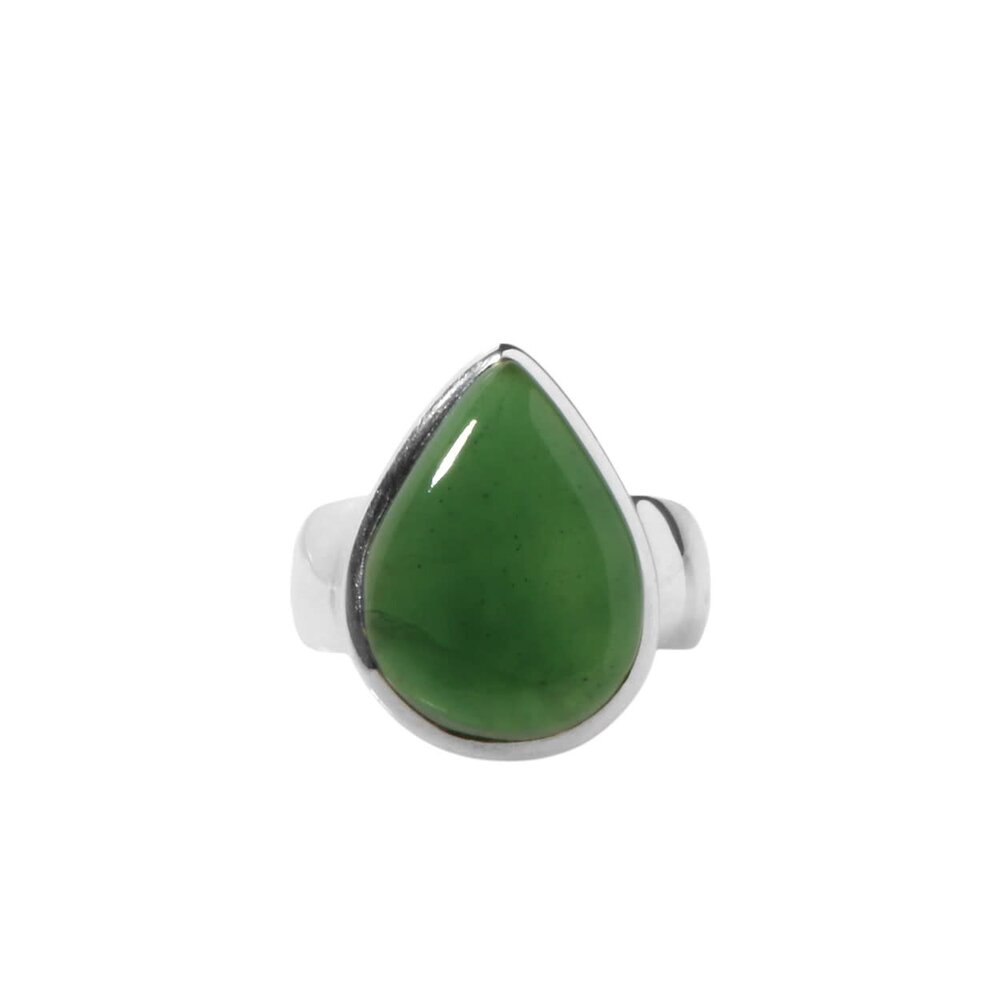 Zilveren ring jade maat 17 1/2 | druppel 1,8 x 1,4 cm Zilveren ring jade maat 17 1/2 | druppel 1,8 x 1,4 cm