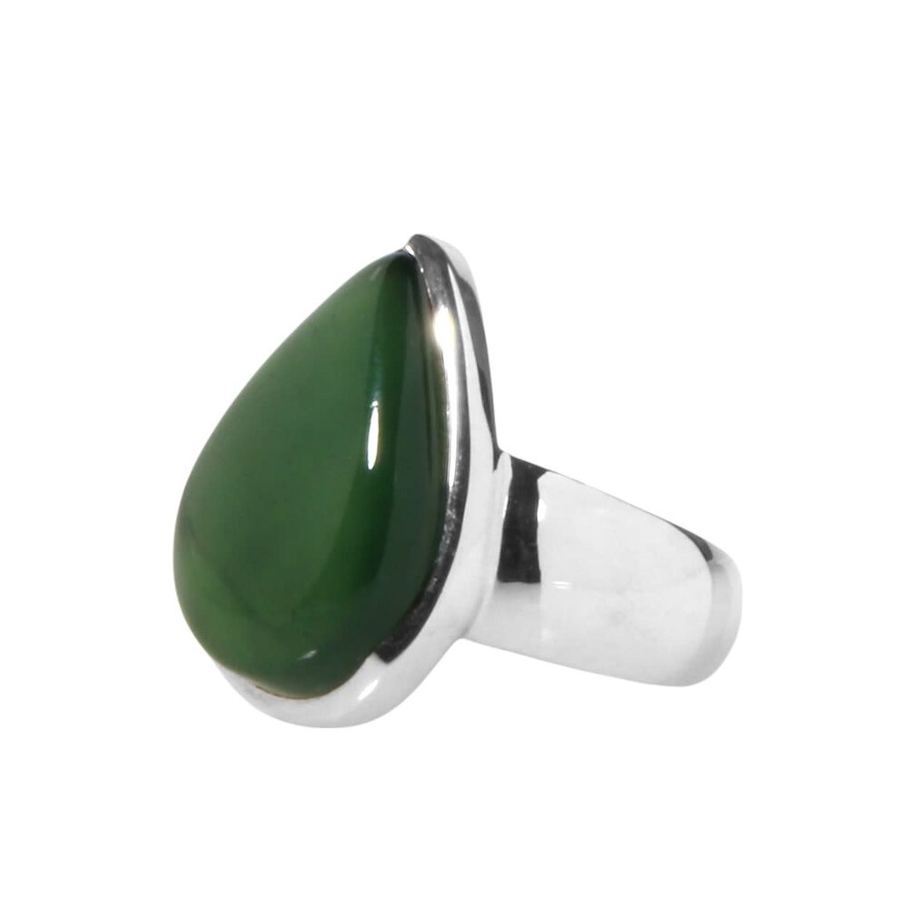 Zilveren ring jade maat 17 1/2 | druppel 1,8 x 1,4 cm Zilveren ring jade maat 17 1/2 | druppel 1,8 x 1,4 cm
