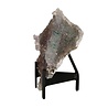 Amethist bloem met prasioliet cluster op standaard 15,5 x 12,5 x 1 cm | 321 gram Amethist bloem met prasioliet cluster op standaard 15,5 x 12,5 x 1 cm | 321 gram