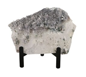 Amethist bloem met prasioliet cluster op standaard 15 x 11,5 x 1 cm | 425 gram