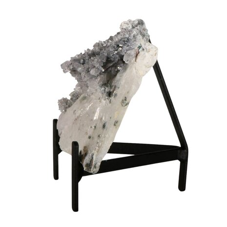 Amethist bloem met prasioliet cluster op standaard 15 x 11,5 x 1 cm | 425 gram Amethist bloem met prasioliet cluster op standaard 15 x 11,5 x 1 cm | 425 gram