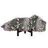 Amethist bloem met prasioliet cluster op standaard 22 x 8,5 x 2 cm | 557 gram Amethist bloem met prasioliet cluster op standaard 22 x 8,5 x 2 cm | 557 gram