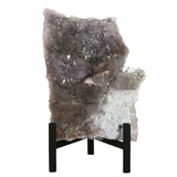 Amethist  bloem met prasioliet cluster op standaard 15 x 11,5 x 2,5 cm | 969 gram