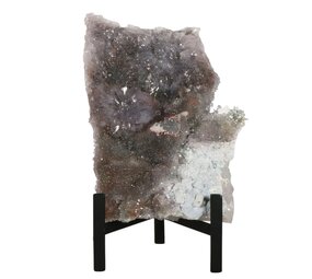 Amethist  bloem met prasioliet cluster op standaard 15 x 11,5 x 2,5 cm | 969 gram Amethist  bloem met prasioliet cluster op standaard 15 x 11,5 x 2,5 cm | 969 gram