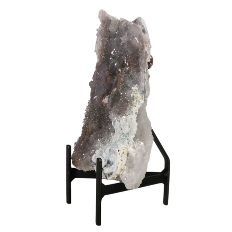 Amethist  bloem met prasioliet cluster op standaard 15 x 11,5 x 2,5 cm | 969 gram Amethist  bloem met prasioliet cluster op standaard 15 x 11,5 x 2,5 cm | 969 gram