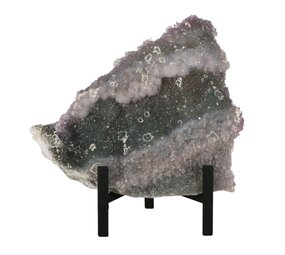 Amethist  bloem met prasioliet cluster op standaard 18,5 x 17,5 x 1 cm | 1027 gram