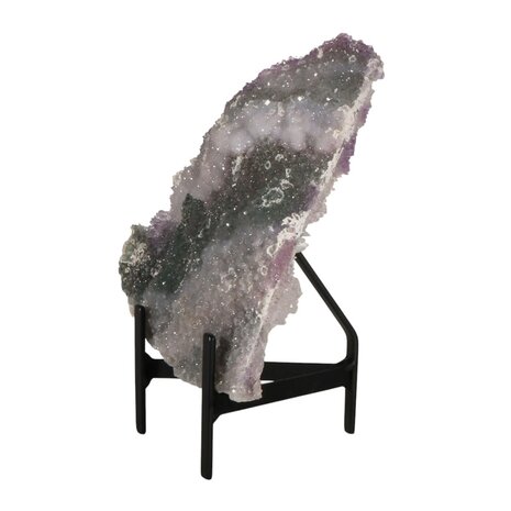 Amethist  bloem met prasioliet cluster op standaard 18,5 x 17,5 x 1 cm | 1027 gram