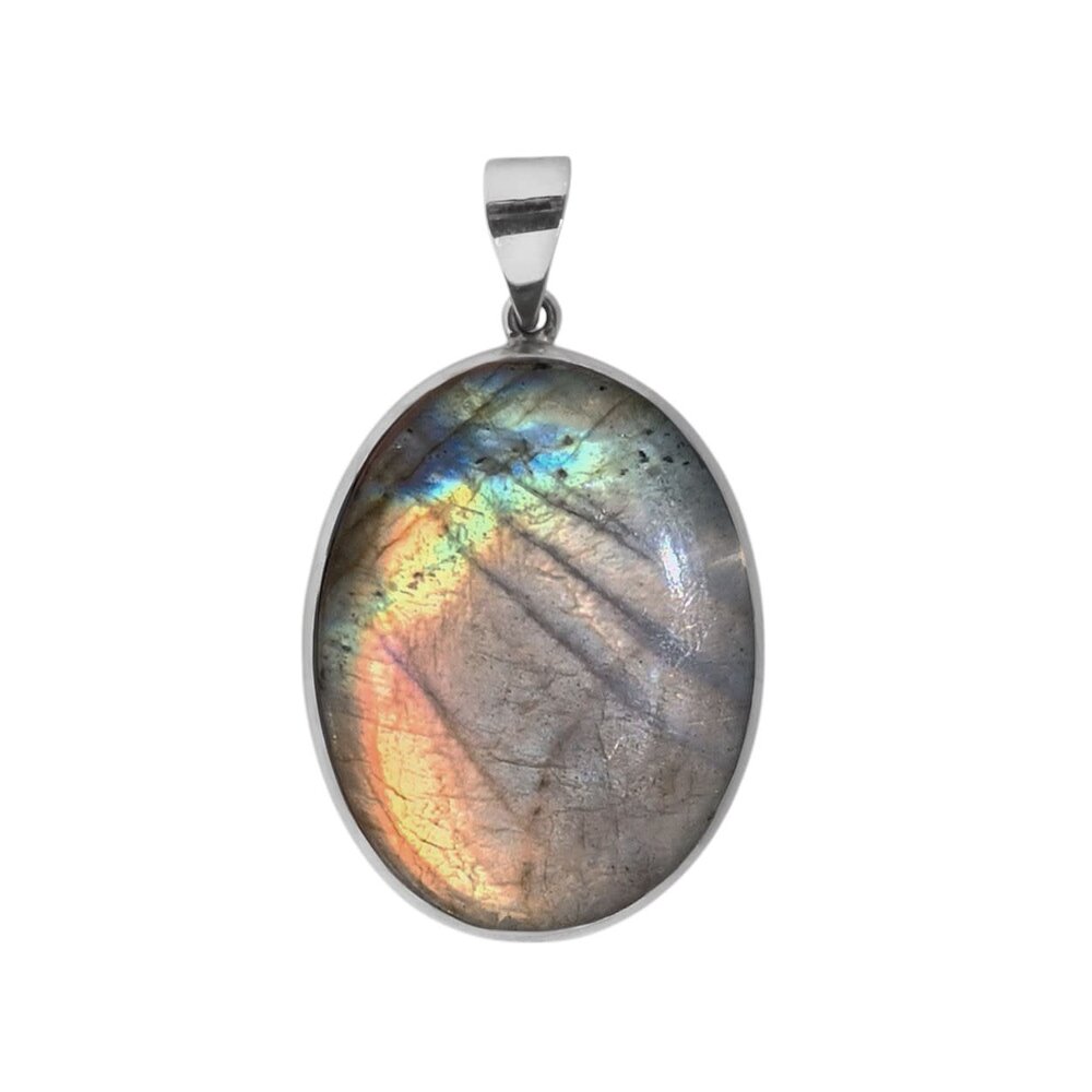 Zilveren hanger labradoriet | ovaal 3,5 x 2,6 cm Zilveren hanger labradoriet | ovaal 3,5 x 2,6 cm