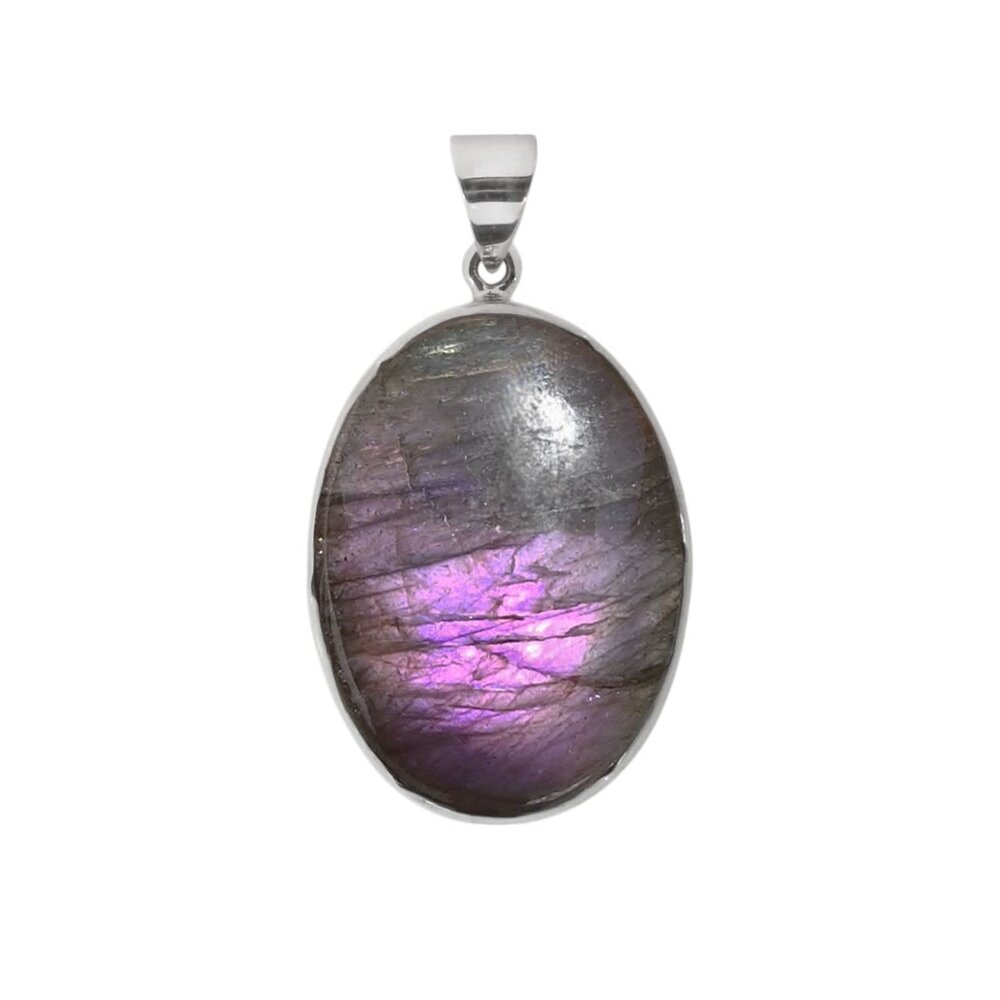 Zilveren hanger labradoriet | ovaal 3,1 x 2,2 cm Zilveren hanger labradoriet | ovaal 3,1 x 2,2 cm