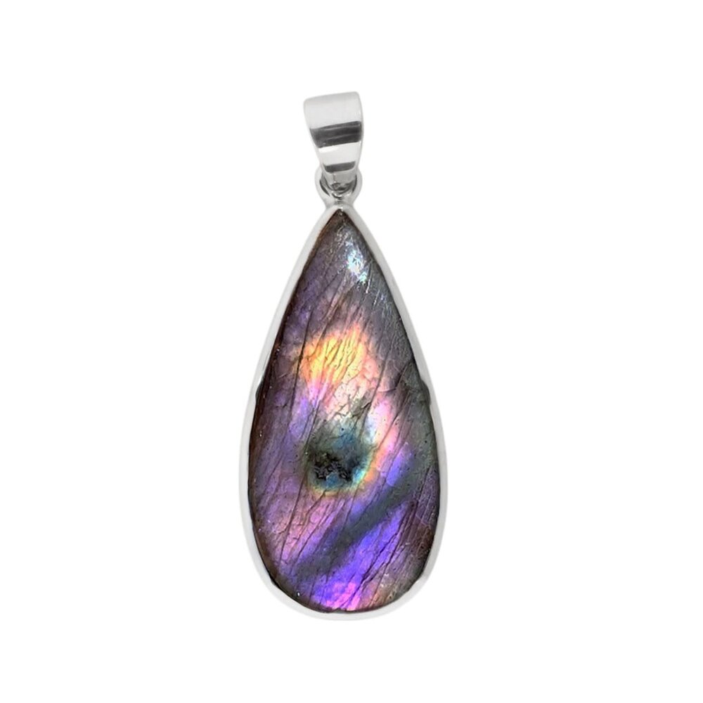 Zilveren hanger labradoriet | druppel 3,5 x 1,6 cm Zilveren hanger labradoriet | druppel 3,5 x 1,6 cm