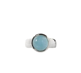 Zilveren ring aquamarijn maat 17  | rond 0,9 cm (2)