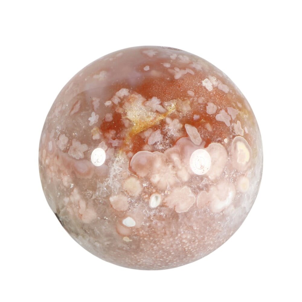 Amethist (roze) met bloemagaat bol 63 mm | 331 gram