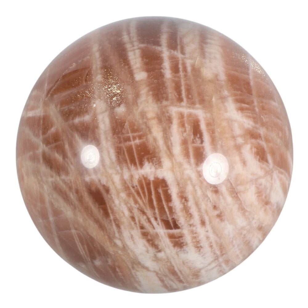 Maansteen (roze) met zonnesteen bol 79 mm | 700 gram