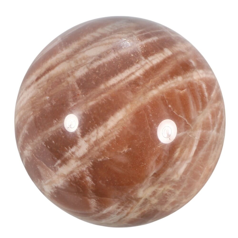 Maansteen (roze) met zonnesteen bol 79 mm | 700 gram