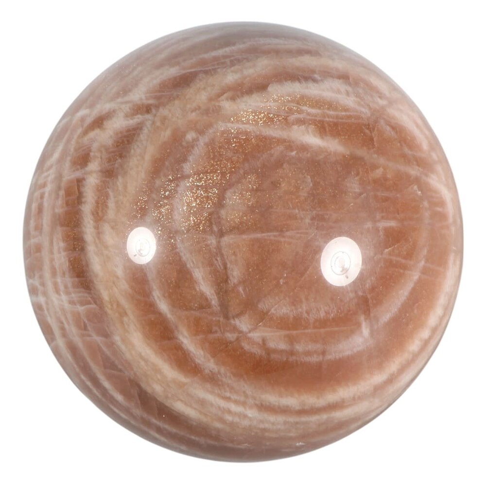 Maansteen (roze) met zonnesteen bol 79 mm | 700 gram