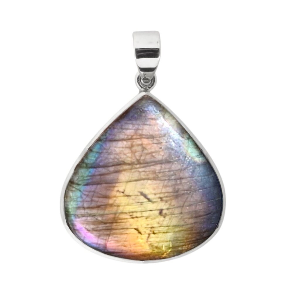 Zilveren hanger labradoriet | druppel 3,3 x 3,2 cm Zilveren hanger labradoriet | druppel 3,3 x 3,2 cm