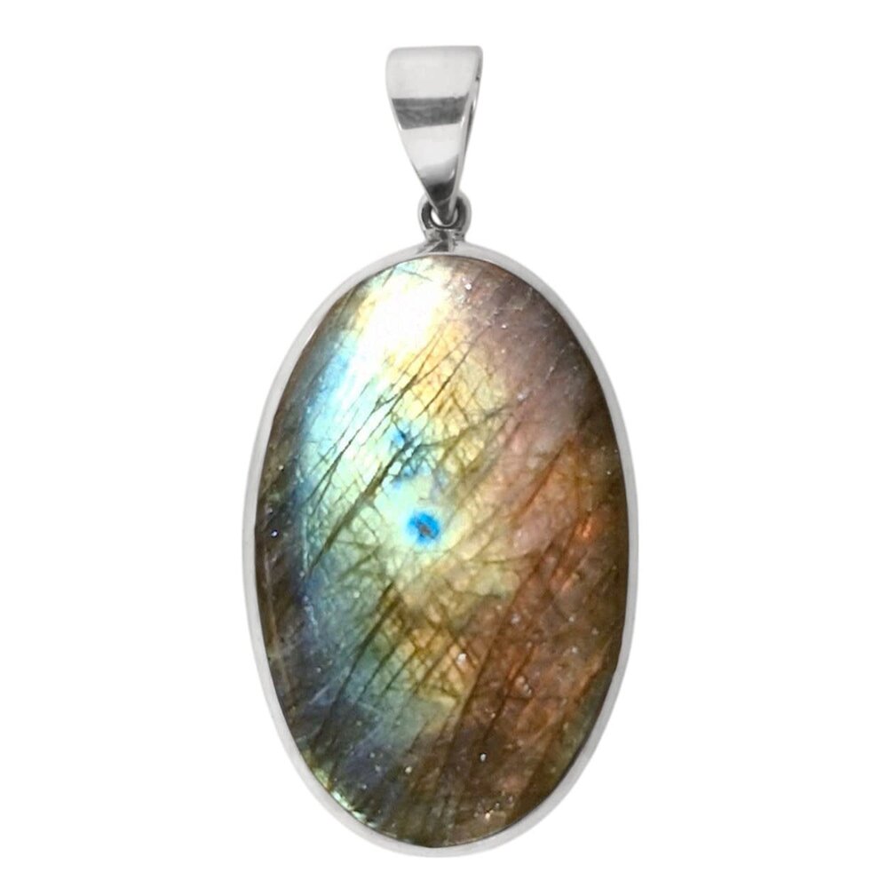 Zilveren hanger labradoriet | ovaal 3,9 x 2,4 cm Zilveren hanger labradoriet | ovaal 3,9 x 2,4 cm