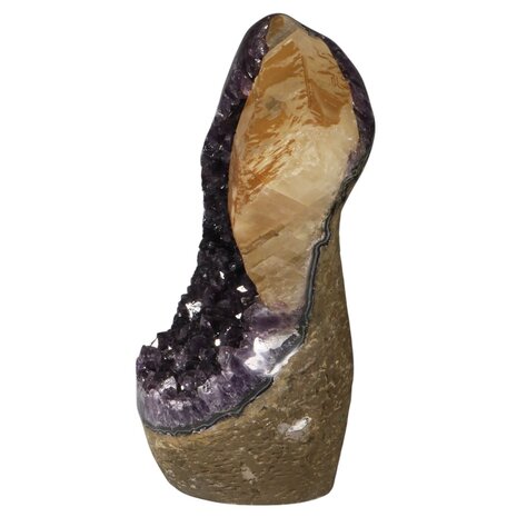 Amethist cluster met calciet kristal staand 38,5 x 25 x 13 cm | 14 kg Amethist cluster met calciet kristal staand 38,5 x 25 x 13 cm | 14 kg