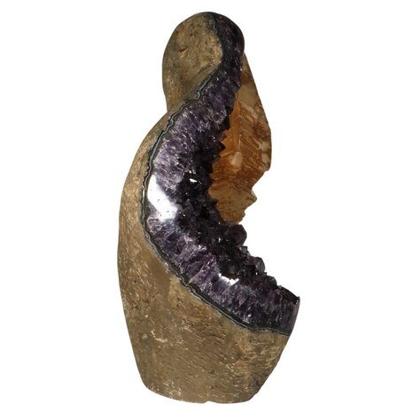 Amethist cluster met calciet kristal staand 38,5 x 25 x 13 cm | 14 kg Amethist cluster met calciet kristal staand 38,5 x 25 x 13 cm | 14 kg