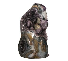 Amethist met calciet en rookkwarts geode staand 26 x 14 x 8 cm | 4,2 kg Amethist met calciet en rookkwarts geode staand 26 x 14 x 8 cm | 4,2 kg