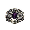Zilveren ring amethist maat 19 1/2 | ovaal breed bewerkt Zilveren ring amethist maat 19 1/2 | ovaal breed bewerkt