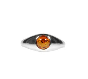 Zilveren ring barnsteen maat 18 | brede rand rond 6 mm Zilveren ring barnsteen maat 18 | brede rand rond 6 mm