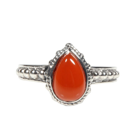 Zilveren ring carneool maat 18 1/2 | druppel bewerkte rand Zilveren ring carneool maat 18 1/2 | druppel bewerkte rand
