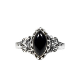 Zilveren ring onyx maat 17 | markies spiralen
